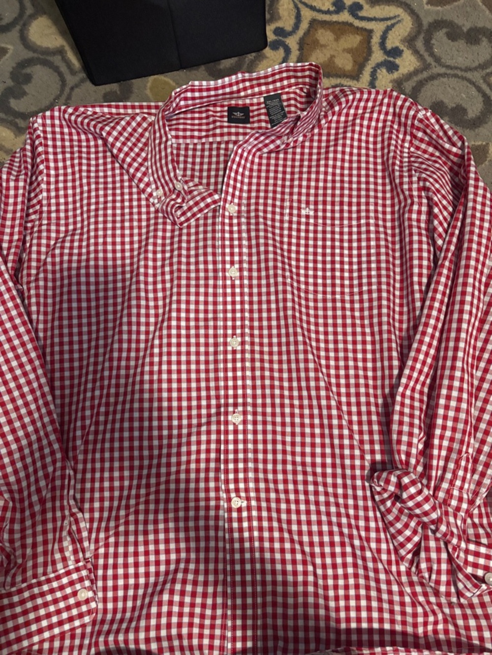 Dockers Red and White Gingham Button-Down Shirt